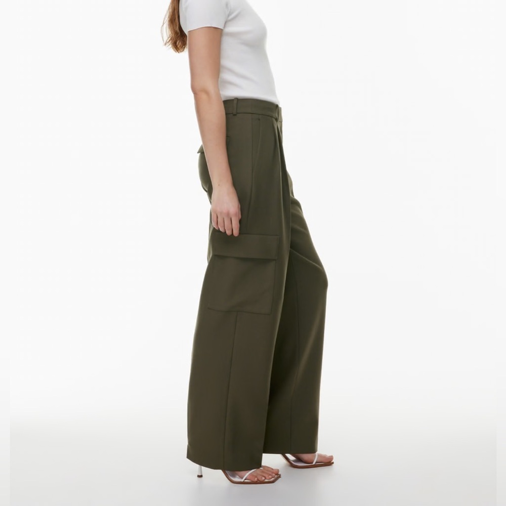 Babaton Olive Green Wide-Leg Trousers